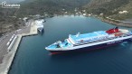 Yunan Feribotu Ariadne, Sakız Adasındaki yeni liman "Mesta" Limanına giriyor